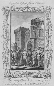 Lady Mary Bruce expôs, como um espetáculo público no Castelo de Roxburgh, por ordem de Edward I, 1773.