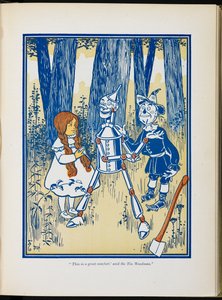 Dorothy, o lenhador de lata e o espantalho.