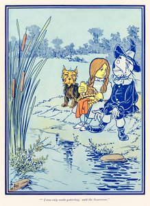 Eu só fui feito ontem. disse o Espantalho. do maravilhoso mágico de Oz de L. Frank Baum de William Wallace Denslow