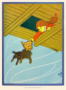 Ela apanhou o Toto pela orelha. de O Feiticeiro Maravilhoso de Oz por L. Frank Baum de William Wallace Denslow