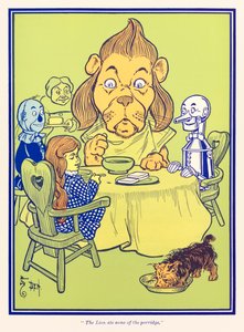 O Leão comeu um pouco da papa. de O Feiticeiro Maravilhoso de Oz por L. Frank Baum de William Wallace Denslow