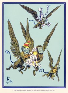 Os Macacos apanharam Dorothy nos braços e voaram com ela. de O Feiticeiro Maravilhoso de Oz por L. Frank Baum de William Wallace Denslow