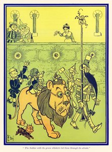 O Soldado com os bigodes verdes conduziu-os pelas ruas. from O Maravilhoso Feiticeiro de Oz by L. Frank Baum de William Wallace Denslow