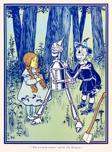 Isso é um grande conforto disse o Lenhador de Lata. do maravilhoso mágico de Oz de L. Frank Baum de William Wallace Denslow