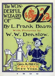 Página de título de The Wizard of Oz por Lymna Frank Baum (1856 - 1919) pub. 1900 (litografia a cores)