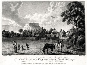 Vista leste do Castelo de Nottingham, Nottinghamshire, 1777