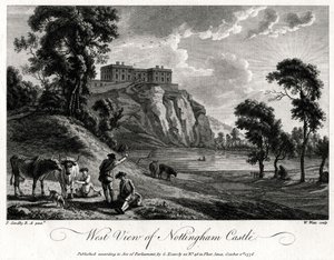 Vista oeste do Castelo de Nottingham, Nottinghamshire, 1776