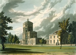 Exterior do Observatório Astronômico, ilustração da História de Oxford, gravada por Joseph Constantine Stadler (fl.1780-1813) pub. por R. Ackermann, 1813 (aquatinta) de William Westall