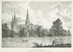 Catedral de Lichfield - vista sul: litografia, nd [1781-1850] de William Westall