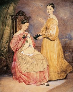 Retrato de Florence Nightingale (1820-1910) com sua irmã Frances Parthenope, Watercolor de William White Warren (1832-1911 ou 1912) de William White (attr. to) Warren