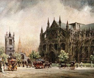 Londres, Abadia de Westminster. O Transept Norte (cor litho) de William Wiehe Collins
