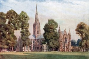 Salisbury, a Catedral (cor litho) de William Wiehe Collins