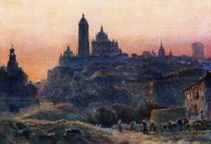 Segóvia, ao pôr-do-sol (cor litho) de William Wiehe Collins
