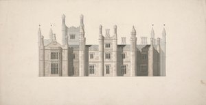 Elevação de uma Proposta de Design para as Faculdades de Cambridge de William Wilkins