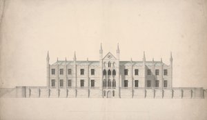 Elevação de uma Proposta de Design para as Faculdades de Cambridge de William Wilkins