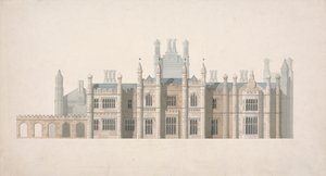 Elevação de uma Proposta de Design para as Faculdades de Cambridge de William Wilkins