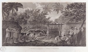 Sacrifício humano no Taiti no Pacífico Sul, c1773