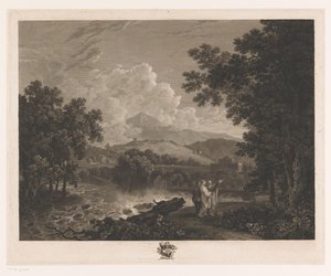 Paisagem com Cícero nas margens de um rio perto da sua villa de William Woollett