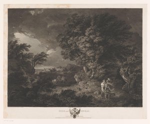 Paisagem tempestuosa com Dido e Eneias Dido e Enéias (título no objeto) de William Woollett