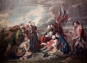 A Morte do General James Wolfe (1727-1759) na Batalha da Cidade de Quebec na Guerra dos Sete Anos, em 13 de setembro
