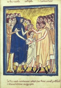 José vendido por seus irmãos, de um livro de Imagens da Bíblia, c.1250