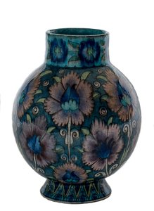 Vaso Bulbous com Padrão de Cravo Rosa de William de Morgan