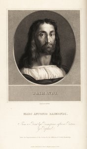 Retrato de Marcantonio Raimondi, gravador italiano, cerca de 1470-1534 de William the Younger Holl