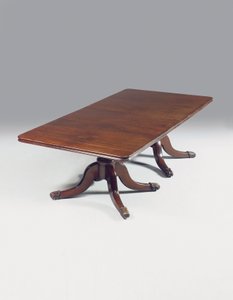 Mesa de jantar de pedestal duplo da Irish Regency (mogno) de Williams and Gibton (attr. to) Mack
