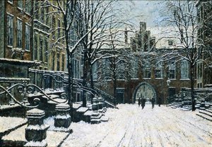 Rua Mariacka, Gdansk no inverno, c.1920 (óleo sobre tela) de Willibald Werner
