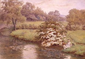 Crianças a brincar por um riacho de Wilmot R.W.S. Pilsbury