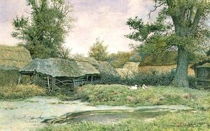 Estaleiro com lago de patos e patos de Wilmot R.W.S. Pilsbury