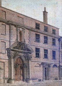 A antiga entrada do Merchant Taylors &39;Hall, Rua Threadneedle, 1753 (caneta e tinta no papel)