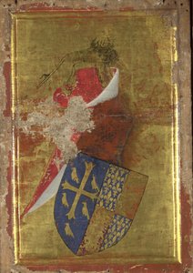 O brasão de Richard II da Inglaterra O painel externo do Wilton Diptych, Entre 1395 e 1399 de Wilton Master