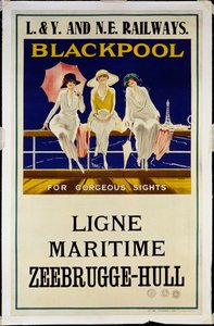 Blackpool, L. & Y. and NE Railways, c.1930 (litografia em cores) de Wilton Williams