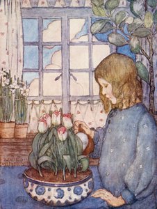 Livro infantil de jardinagem: Um jardim de quarto na primavera (litografia a cores)