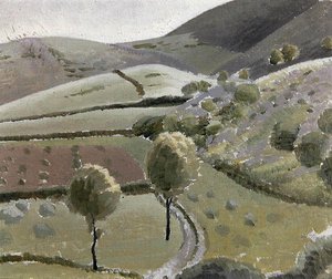 Paisagem italiana perto do Lago di Piediluco, c.1920-23 (óleo sobre tábua de lona)