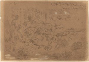 Uma concha nas trincheiras antes de Richmond [reto] de Winslow Homer