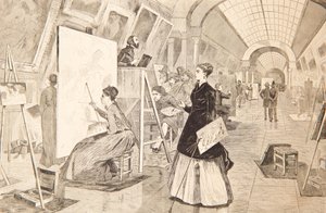 Estudantes de arte e copistas na Galeria do Louvre, Paris, 11 de janeiro de 1868 de Winslow Homer