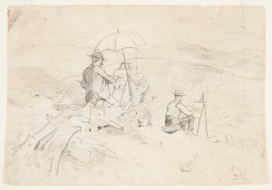 Artistas desenhando nas montanhas brancas de Winslow Homer