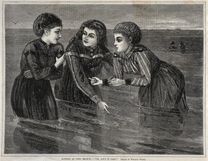 Banhando-se em Long Branch, - Oh, não está frio !, 1871. de Winslow Homer