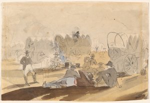 Caravana com Vagões Cobertos Descansando [reto] de Winslow Homer