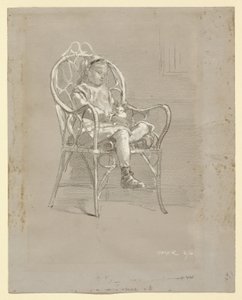 Criança sentada numa cadeira de verga de Winslow Homer