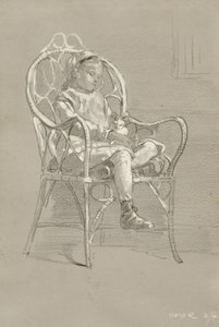 Criança sentada em uma cadeira de vime, 1874 de Winslow Homer
