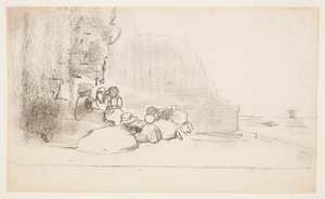 Crianças brincando à beira-mar, Cullercoats, Inglaterra de Winslow Homer