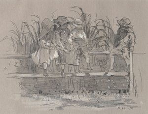 Crianças sentadas em uma cerca de Winslow Homer