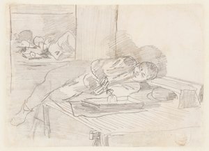 Homem chinês fumando um cachimbo de ópio em um Baxter Street Club House, Nova York de Winslow Homer