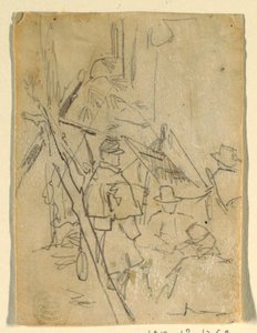 Desenho, Um acampamento do exército, 1862 de Winslow Homer