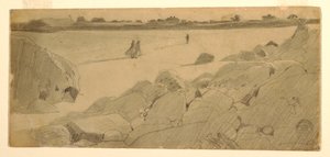 Desenho, Praia em Marshfield, 1869-74 de Winslow Homer