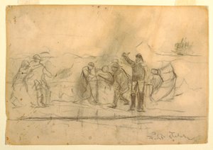 Desenho, Primeiro esboço para "O Naufrágio", 1885-86 de Winslow Homer