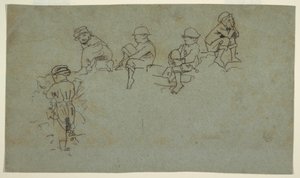 Desenho, Cinco esboços de jovens rapazes, ca. 1872 de Winslow Homer